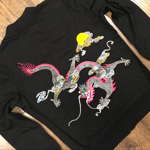 Lucky Brand Jacket NWOT Zip Unique Embroidered Dragon Design Size Medium - Picture 5 of 6